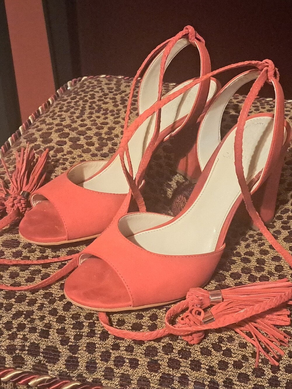 Vince Camuto Coral Lace-Up Peep Toe Block Heels